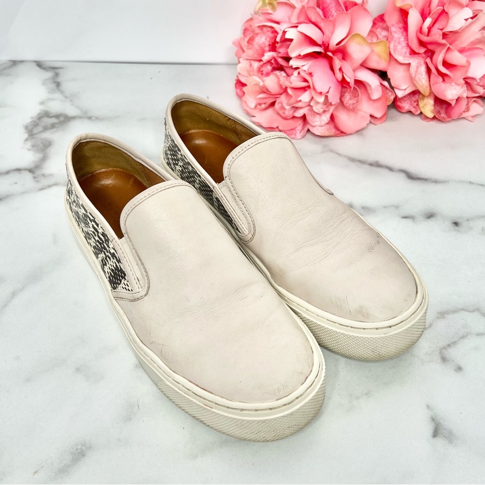 COACH “CAMERON” LEATHER SNAKESKIN SLIP-ON SNEAKERS